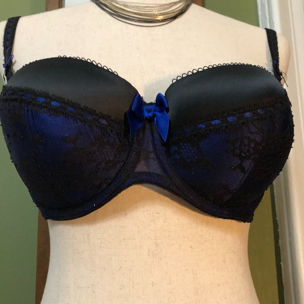 secret possessions 38C stunning bra color black and royal blue
